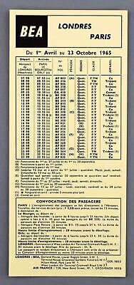 Bea British European Airways Airline Timetable Paris Summer 1965