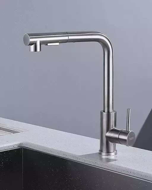 Kitchen Tap Faucet Mixer 360 Swivel Brushed Nickel Stainless Steel Bathroom