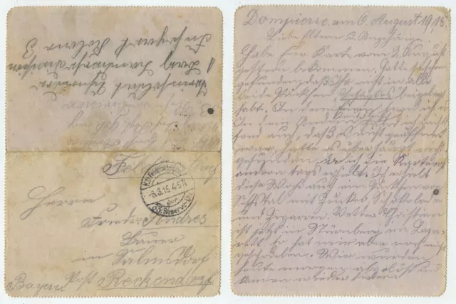 97625 - Feldpostbrief - 8.8.1915 nach Salmsdorf