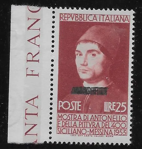 WC1_13682. ITALY: TRIESTE FTT. Triple ovpt. 1953 ANT. DA MESSINA. Sas 164A. MNH