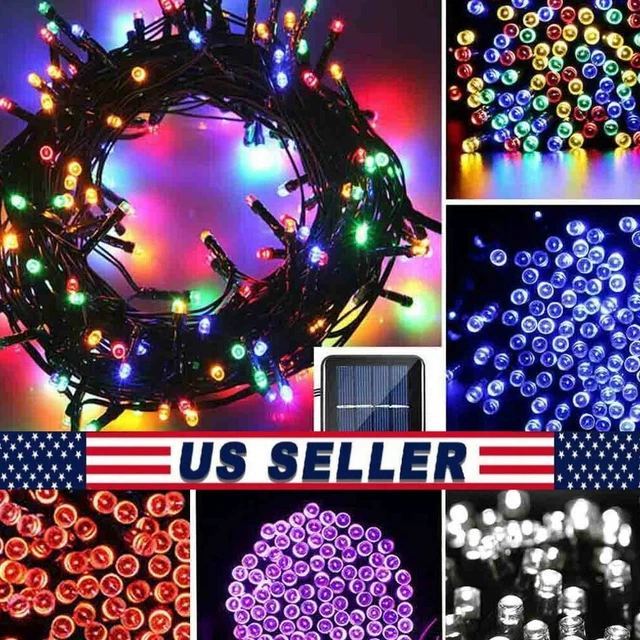 200 LED Solar Powered String Fairy Lights Outdoor Garden Wedding Party Xmas