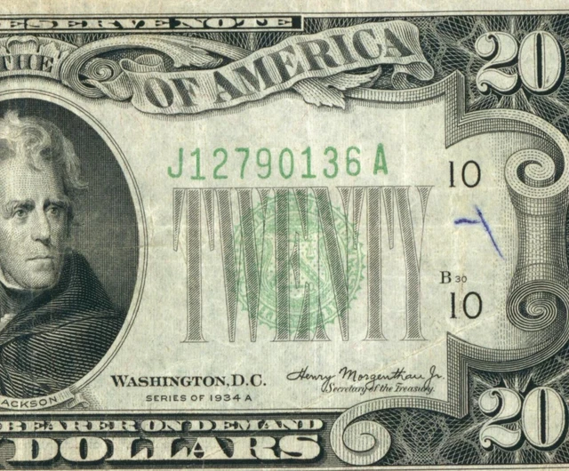 $20 1934 A Federal Reserve Note ** DAILY CURRENCY AUCTIONS COMBINED SHIPPING