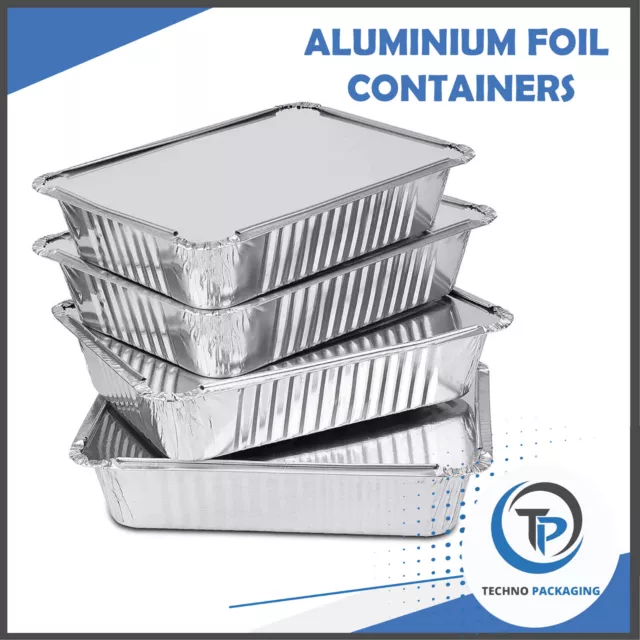 Aluminiumfolie Lebensmittelbehälter + Deckel Home Takeaway Backpfannen Einwegtabletten 2