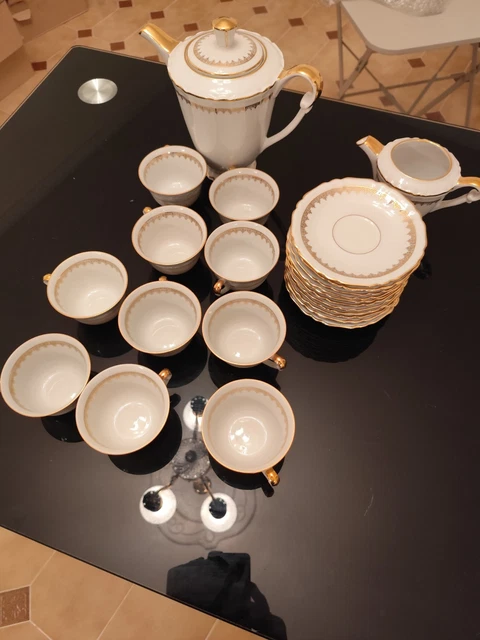 5 tasses à café et sous tasses art deco - verre a facettes - marque vhf