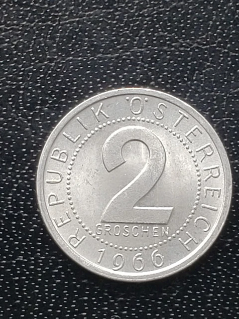 Austria 2 Groschen 1966 Imperial eagle with Austrian shield on breast