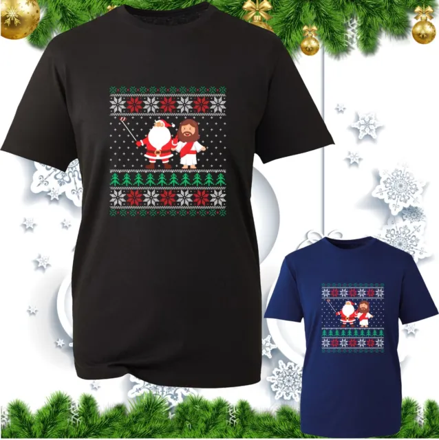Merry Christmas Jesus Santa Selfie T-Shirt Funny Xmas Santa Jesus Birthday Top