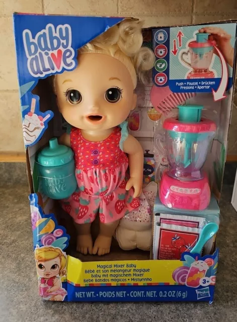 Baby Alive Magical Mixer Baby Doll-Strawberry Shake-Doll/Toy Blender-Blonde Hair