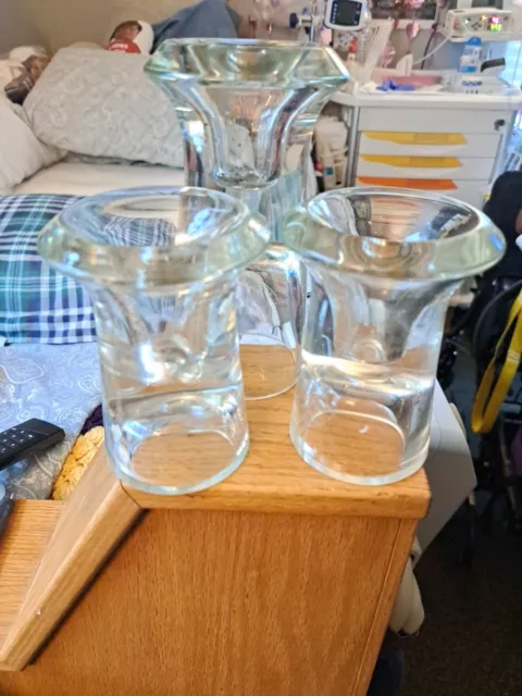 Art Glass Mid Century Cocktail Glasses Set of 3 Weighted Bottom Pair Bubble