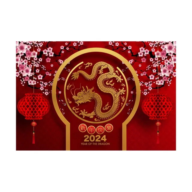 Linterna roja Baocicco 20x10 ft Feliz Año Nuevo Chino 2024 con telón de fondo flor de ciruela...