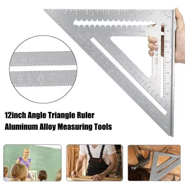 12 inch Roofing Speed Square Aluminium Rafter Angle Measuring Triangle Guide