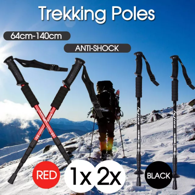 Lightweight Hiking Trekking Poles Walking Stick Anti Shock Adjustable Camping