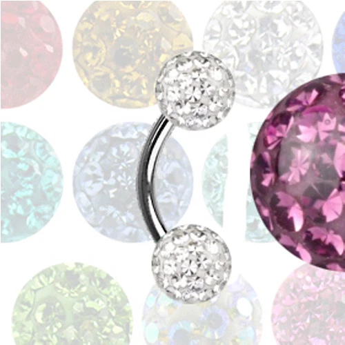 1,2mm Bananabell Augenbrauen Intim Piercing Schmuck Epoxy rundum Kristall Kugeln