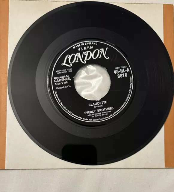 THE EVERLY BROTHERS -Claudette / All I Have To Do - 7” Vinyl 45rpm Single Record