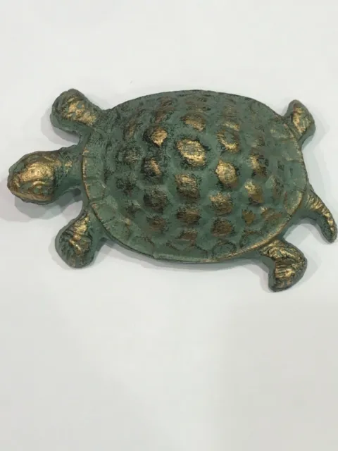 5" Cast Iron Turtle Figurine Antique Style Nautical  Decor