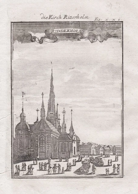 Stoccolma Riddarholmskyrkan Church Riddarholmen Sverige Engraving Mallet 1719