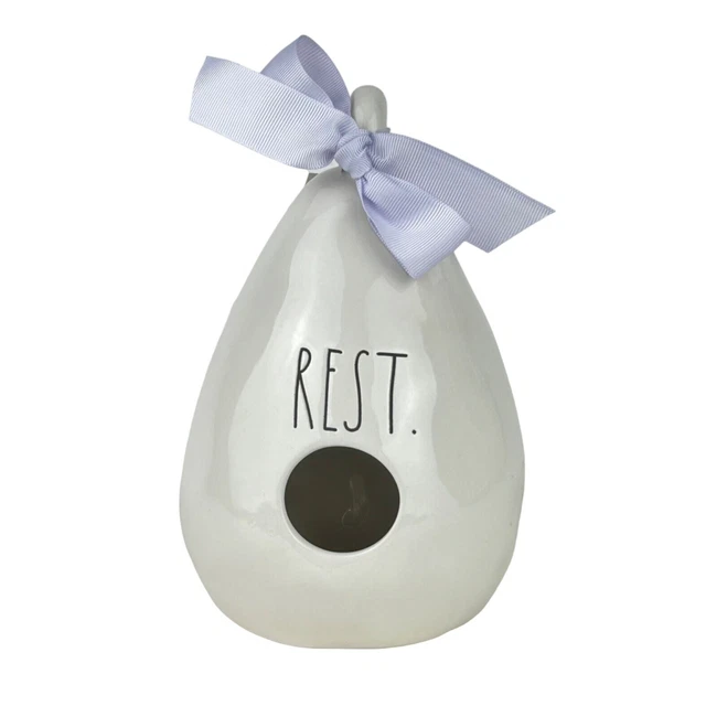 Rae Dunn Artisan Collection "REST" Egg Shaped Birdhouse Large Letters Farmhouse