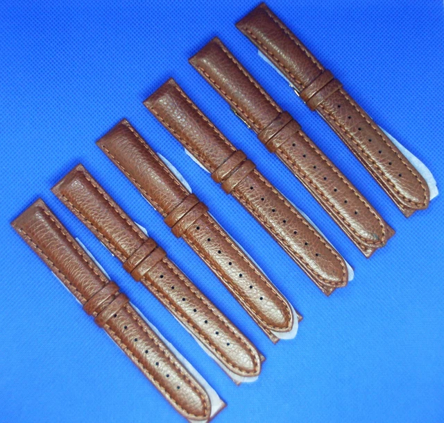 LOTTO 6 CINTURINI BROS IN PELLE IMPERMEABILE 18mm NUOVI ottimi per Omega Zenith