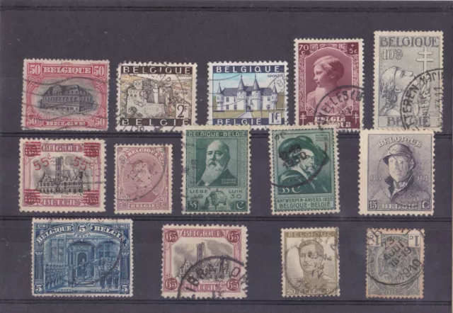 BELGIQUE lot 14 timbres anciens de collection