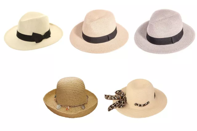 Ladies/Womens Straw Sun Hat Crushable and Packable - Fast Post