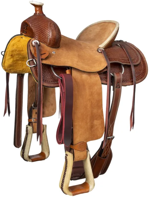 14" Youth Ranch Saddle - Bodie Hardseat by Silver Royal - Roughout - Tooled