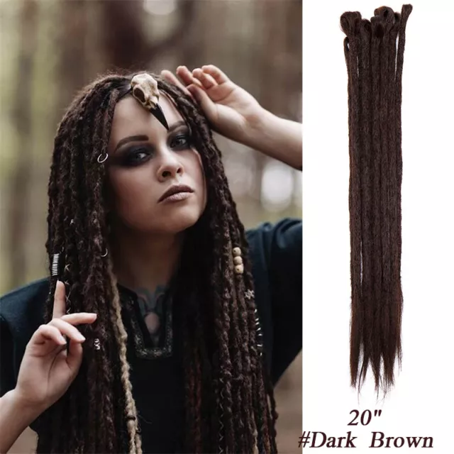 AU Handmade Dreadlocks Extensions Single End Dreads Crochet Faux Locs Synthetic