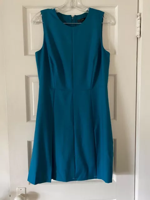 JCREW PETITE $198 Pleated Dress in Super 120's Wool 10P b4489 BLUE suiting