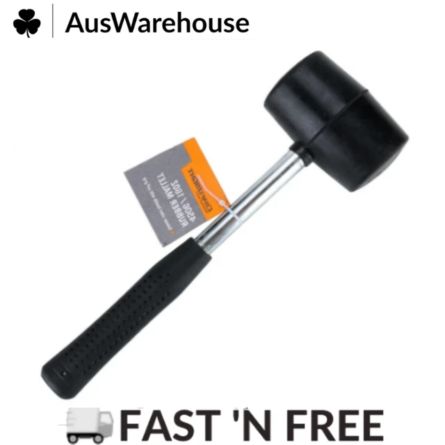 Rubber Mallet Hammer Head Steel Handle Soft Rubber Grip Black 450g 16oz Non Slip