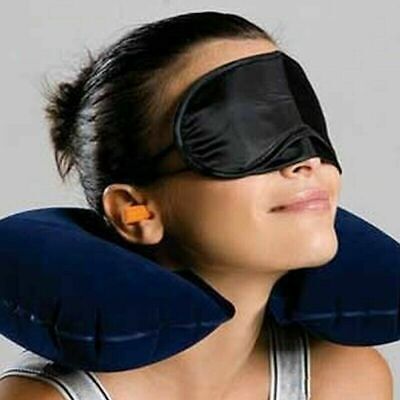 3 in1 Travel Selection Comfort Neck Pillow Eye Shade Mask Ear Plugs Multi Colors