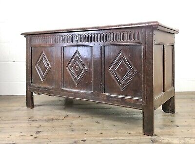 Antique 18th Century Carved Oak Coffer (M-724) - FREE DELIVERY* 2