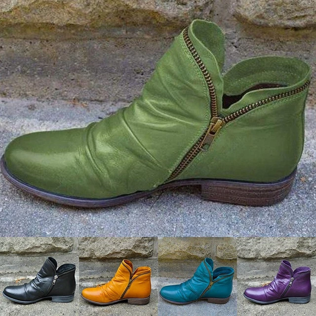 Tout Neuf Femmes Bottes Fermeture Éclair Cheville Équitation Automne Hiver