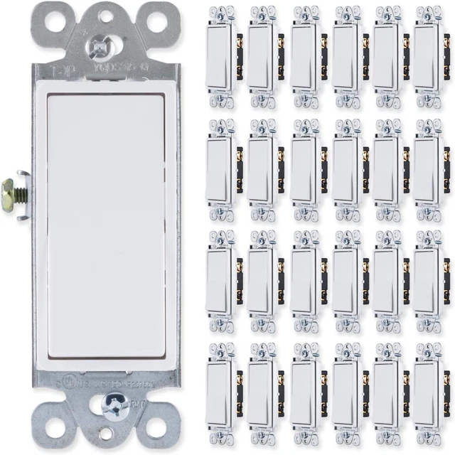 Grounding Paddle Rocker 25 Pack, 3 Way, in Wall On/Off Power Replacement for Ce