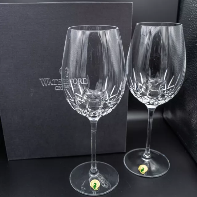 Waterford Crystal Lismore Essence Water Goblet Glass Pair-10 3/8" H BOX