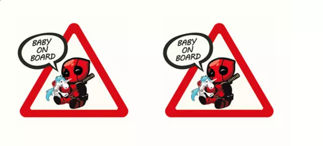 Autocollants Voiture Bébé à bord Deadpool Baby on Board car Sticker Aufkleber