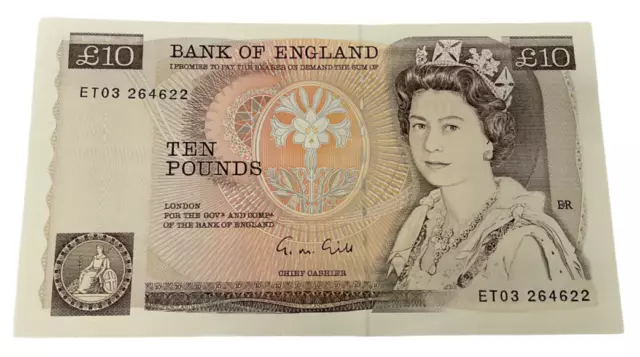 £10 Pounds Banknote Bank Of England Queen Elizabeth II G M Gill (ET03) - R1 G350