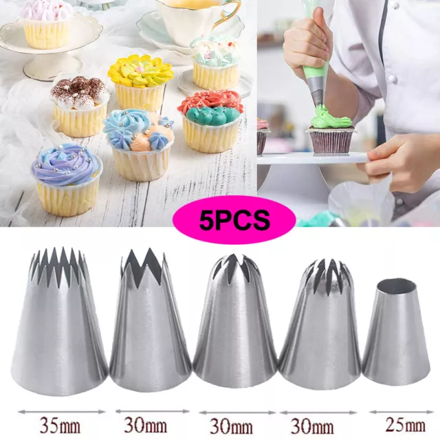 5X Large Size Icing Piping Nozzles Tips Pastry Cake Sugarcraft Decorating Set