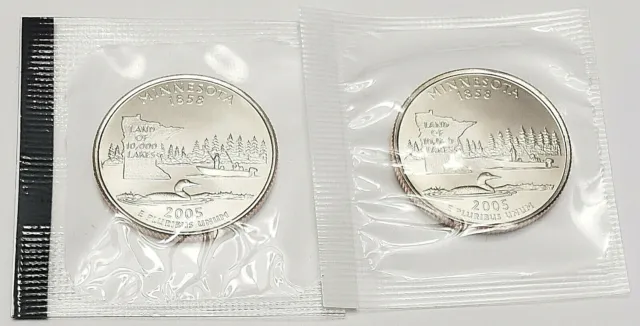 2005 P & D Minnesota Quarter Set (2 Coins) *MINT CELLO*  **FREE SHIPPING**