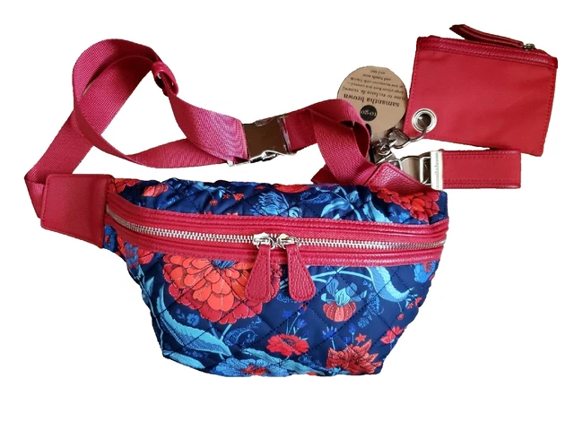 Samantha Brown To-Go Classic Quilted Waist Belt Bag RFID Zip Pouch & Key Fob NWT