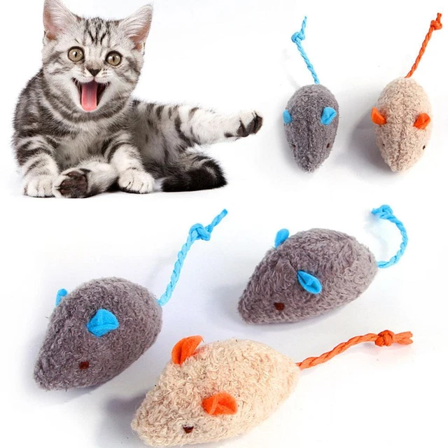 Fluffy Mice Cat Toys Small Mouse Interactive Play Kitten Pet Teaser Toy
