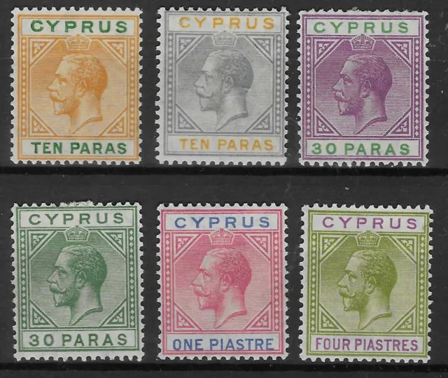 CYPRUS 1921-23. 6 VALUES TO 4pi. MH.  SG. 85 - 89, 95.   (8190)
