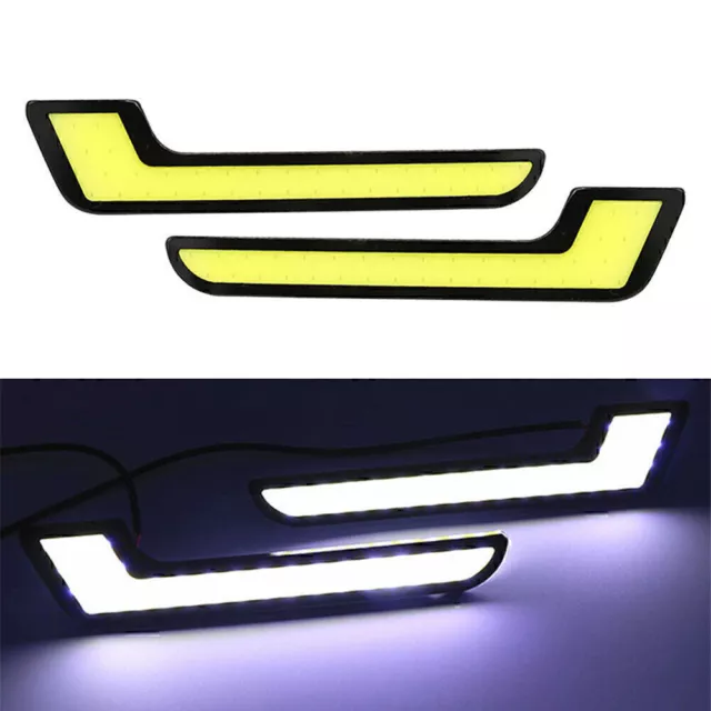 Pair L Shape COB White LED Light Car Daytime Running Driving Light DRL Lamp 12V