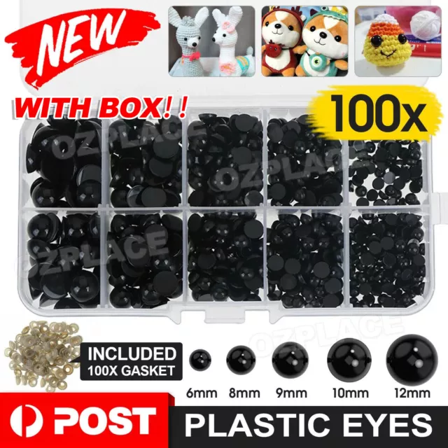 100Pcs Plastic Safety Toy Screw Eyes Kit for Teddy Bear Doll Animal Craft AU