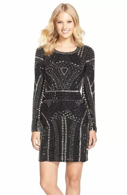 Parker 'Vegas' Embellished Body-Con Dress Sz 2 Black Mrsp $594