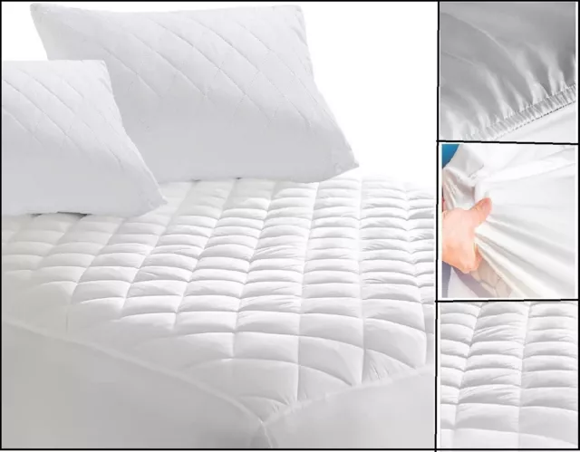 Extra Deep Quilted Mattress Protector Matress Fitted Bed Cover Topper All Sizes