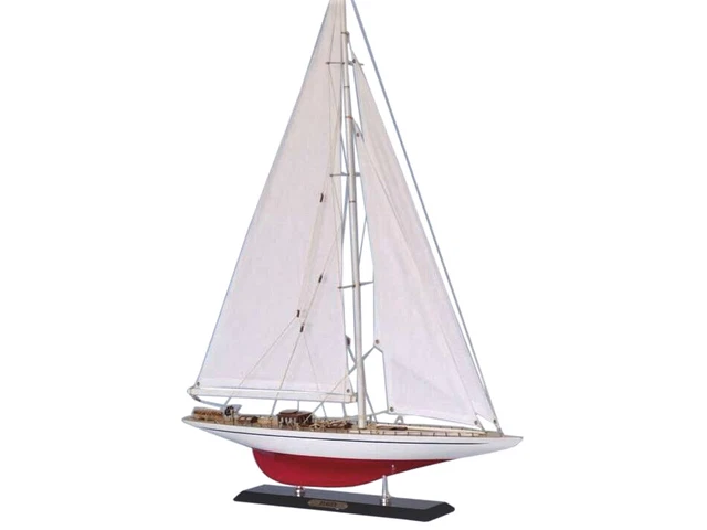 Ranger 1937 America's Cup J Boat Yacht Wooden Model 20" Fully Built Sailboat New