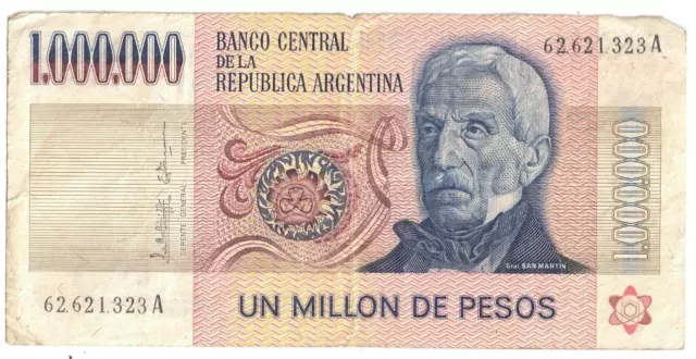 1981 ND Argentina ( 1,000,000) Million Pesos P-310 Bank Note #1