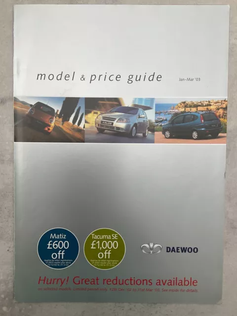 Daewoo Range UK market Car Price List Brochure - December 2002 3