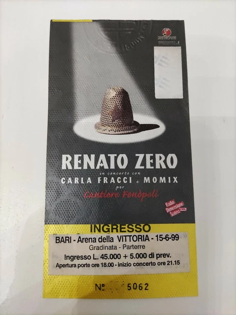 Biglietto concerto Renato Zero Bari 1999