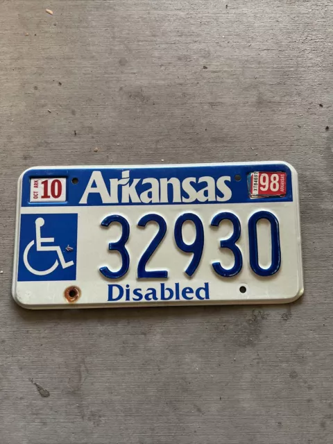 Vintage 1990s Arkansas Disabled license plate handicapped, wheelchair