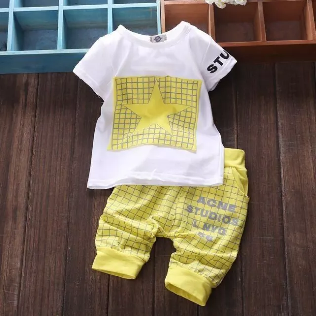 Bébé Garçon T-Shirt + Short Vêtements Ensemble Étoilé Imprimés pour A Trendy