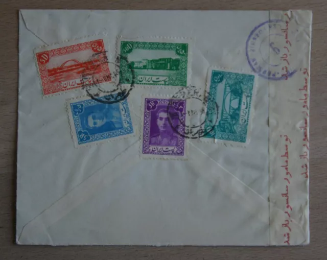 Middle east Censored Cover with Nice Stamps through Russia Persien Persia Perse
